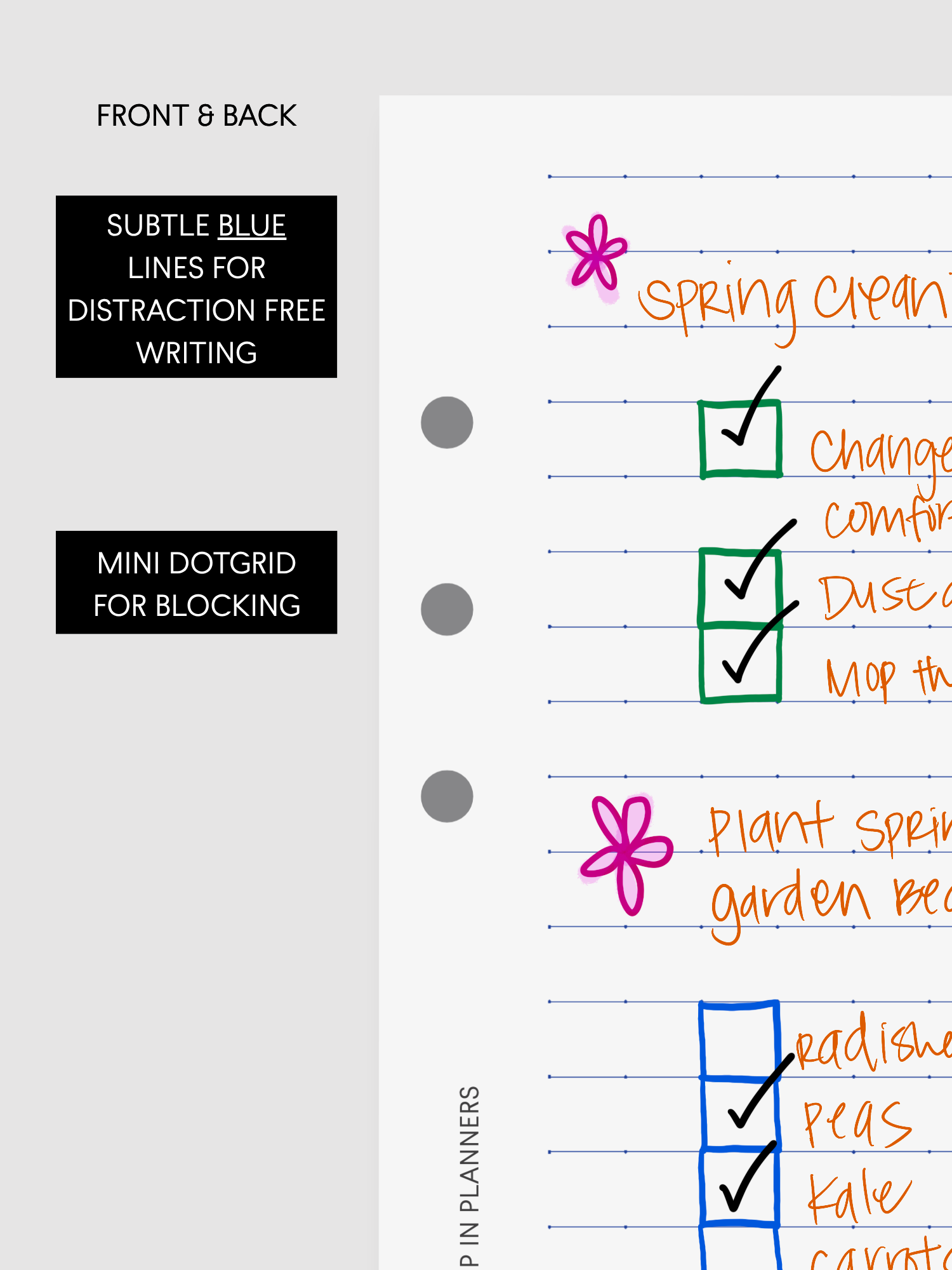 Lined Dotgrid Planner Paper Refills (30 Sheets/Color)