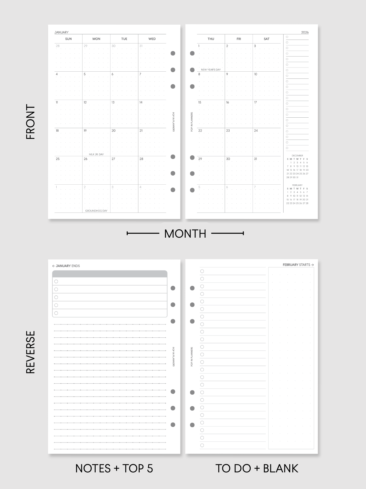 Dated Monthly Paper Inserts | 4 Page Separable (September Start, Academic Year)