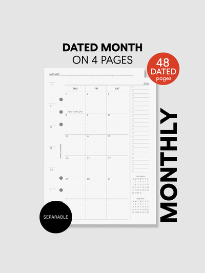 Dated Monthly Paper Inserts | 4 Page Separable (September Start, Academic Year)