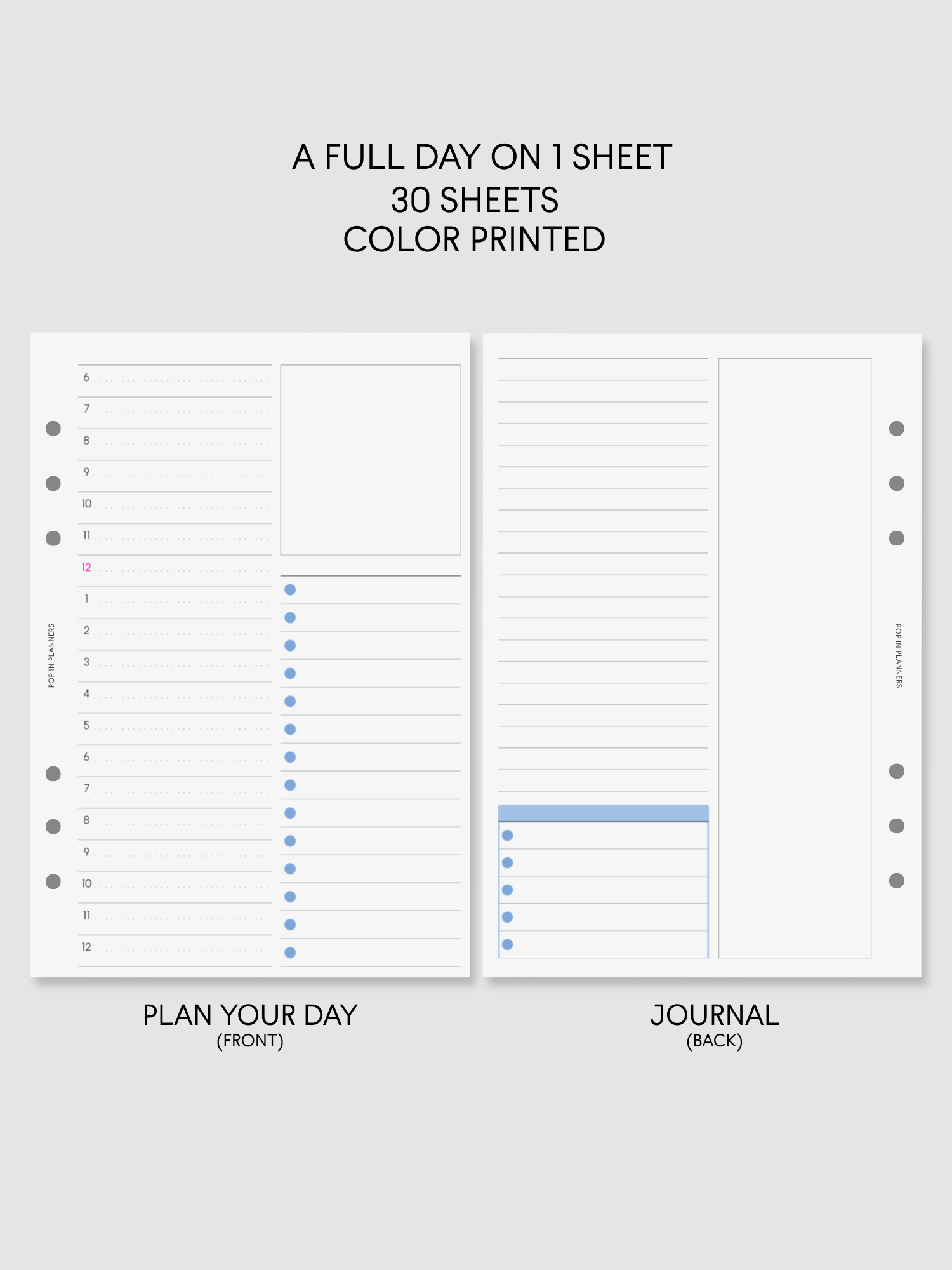 Daily PeekFlow Planner Papers (30 Sheets/Color)