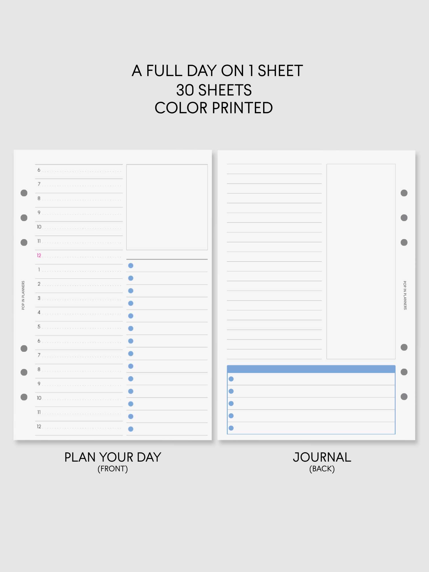 Daily PeekFlow Journaling Planner Papers (30 Sheets/Color)