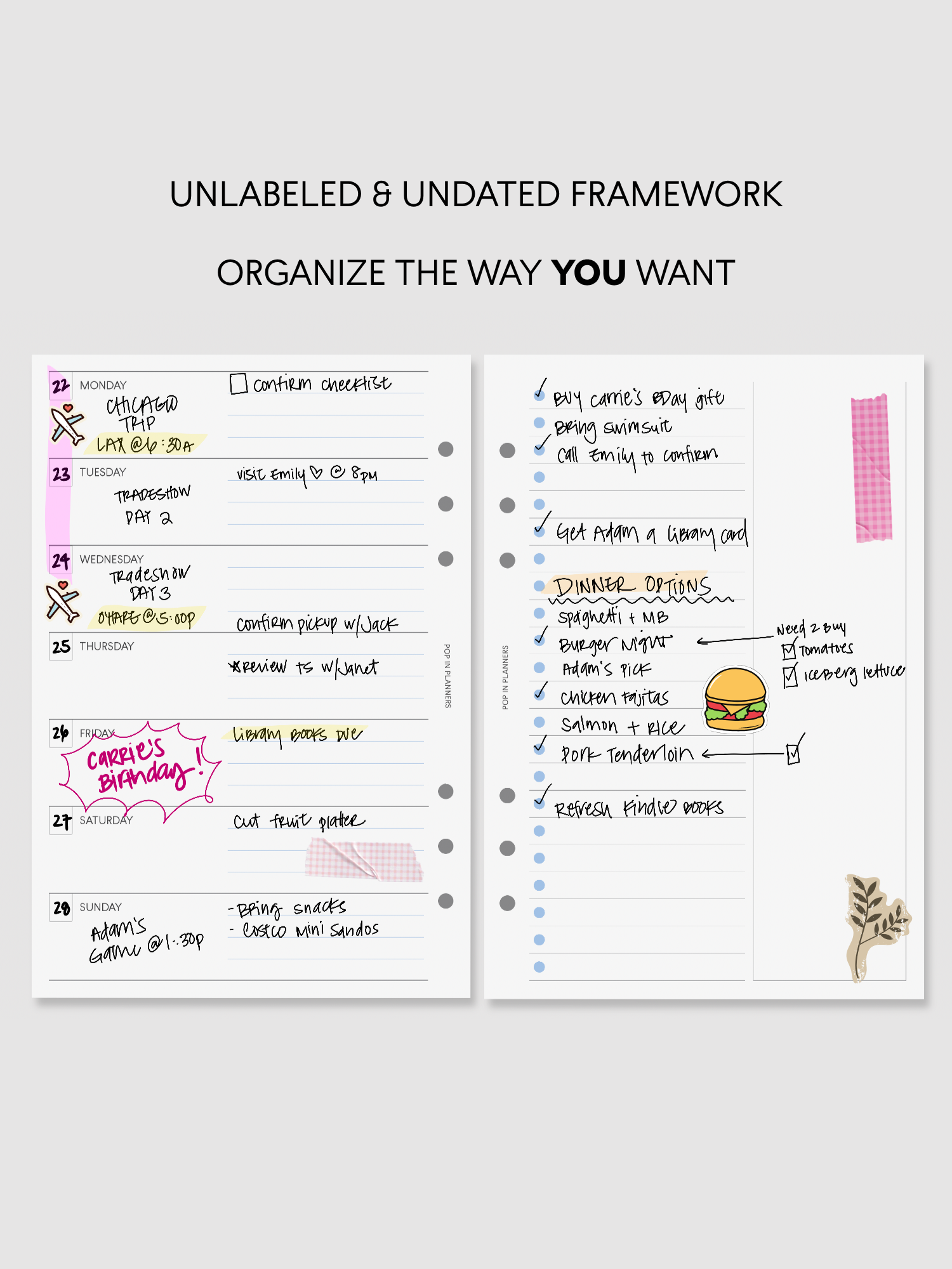 Weekly PeekFlow Planner Papers (30 Sheets/Color)