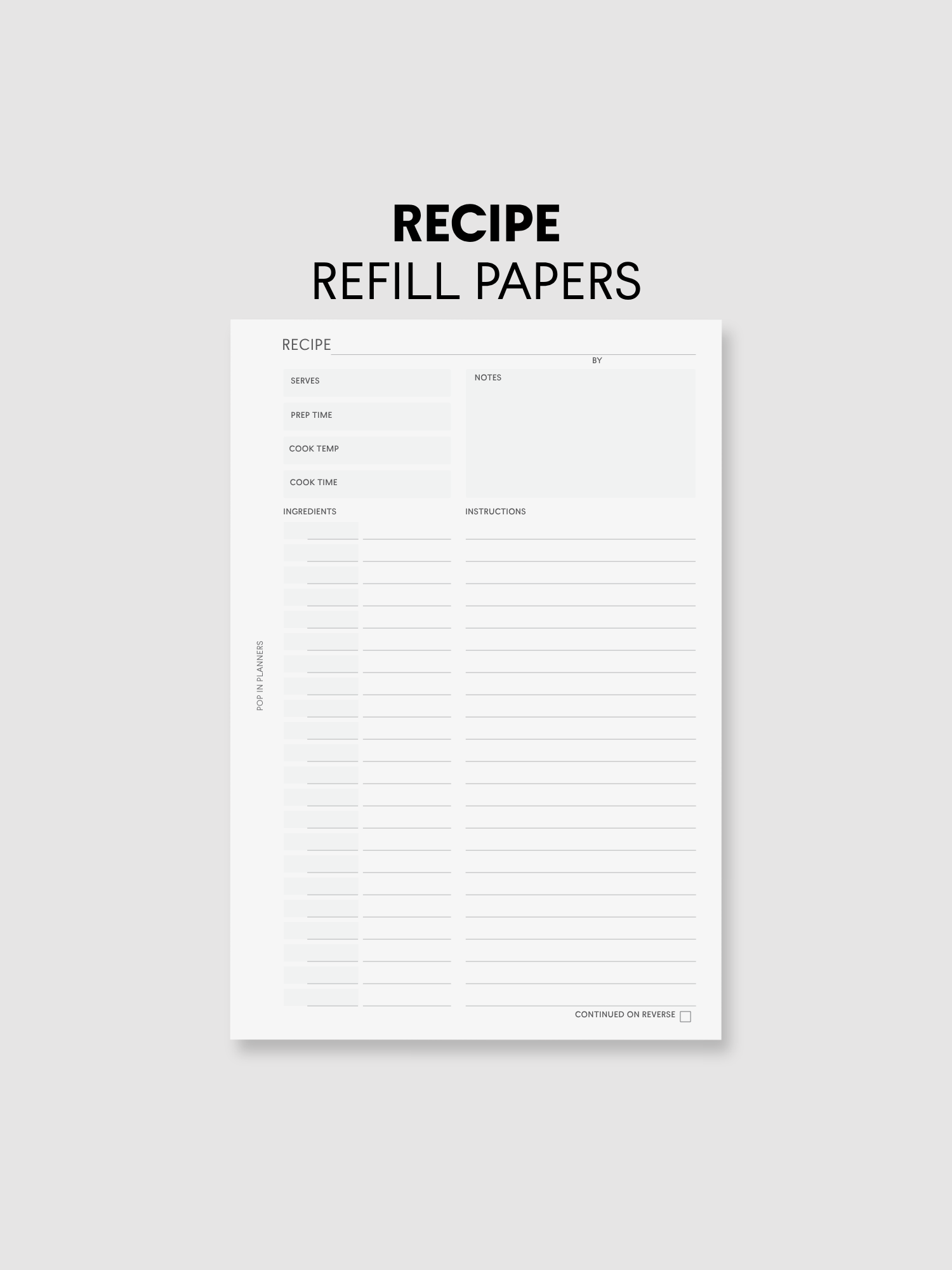 Recipe | Paper Refills