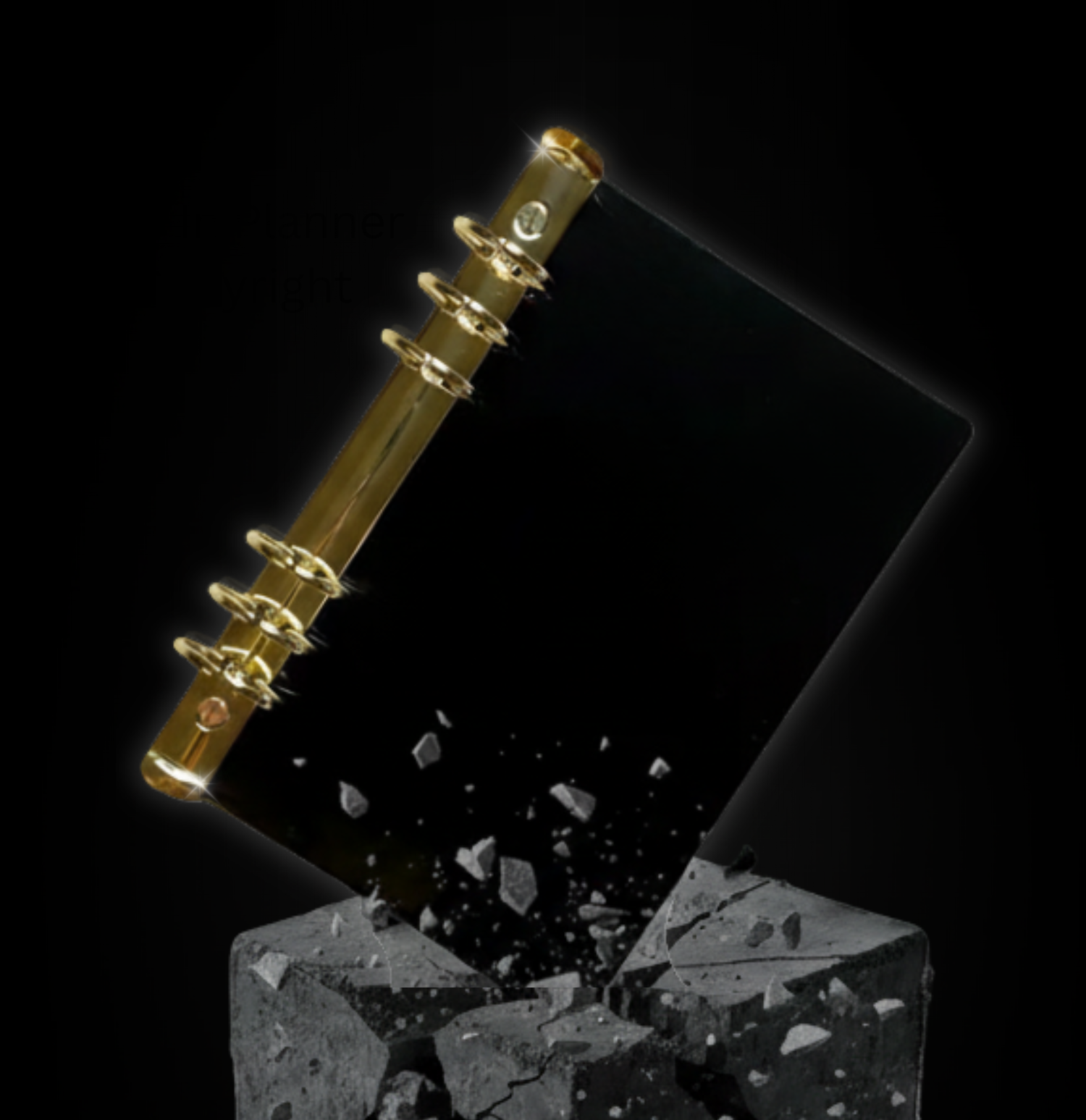 pop in planner showing durability by smashing into rock and staying perfect