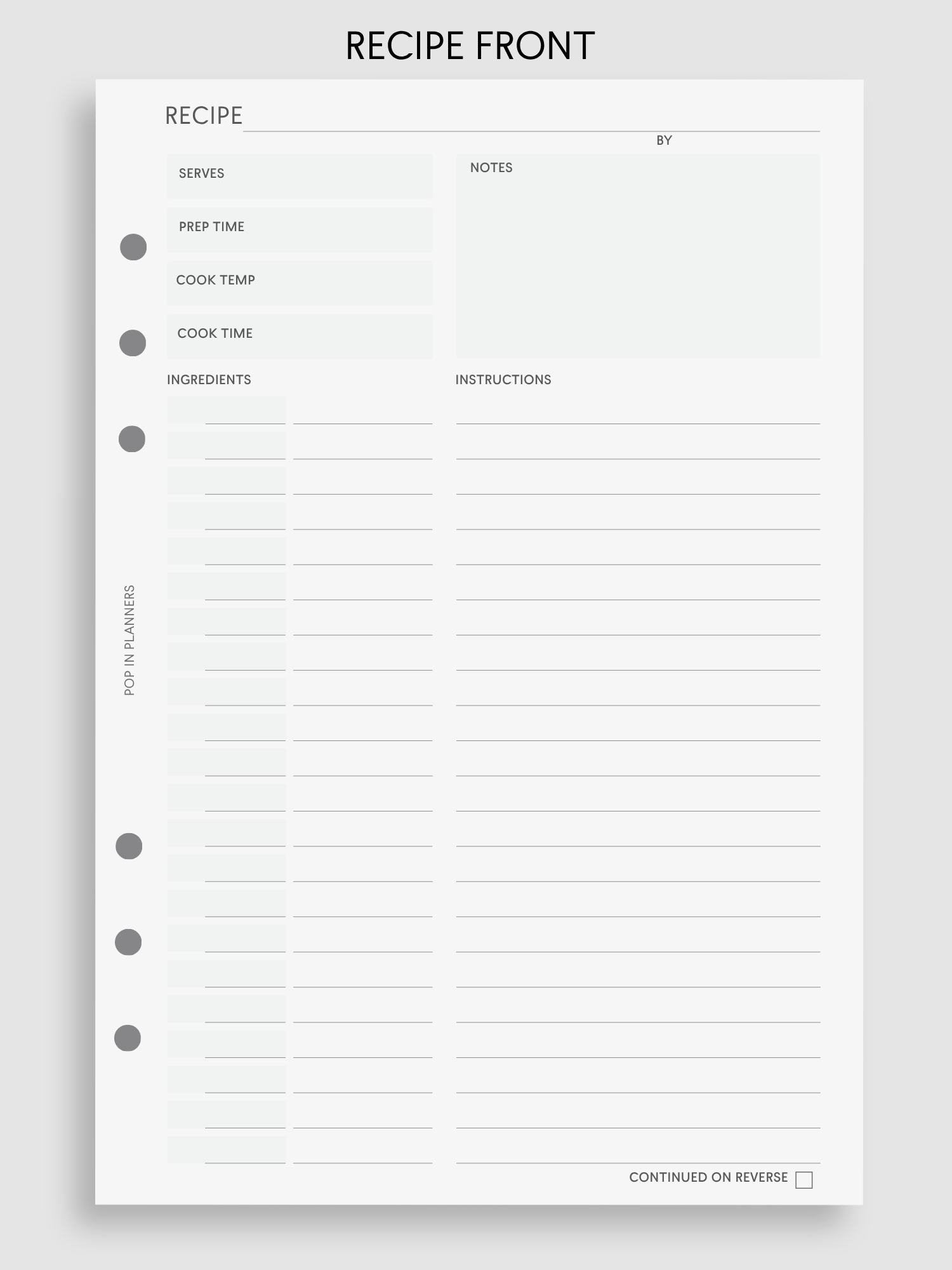 Recipe | Paper Refills