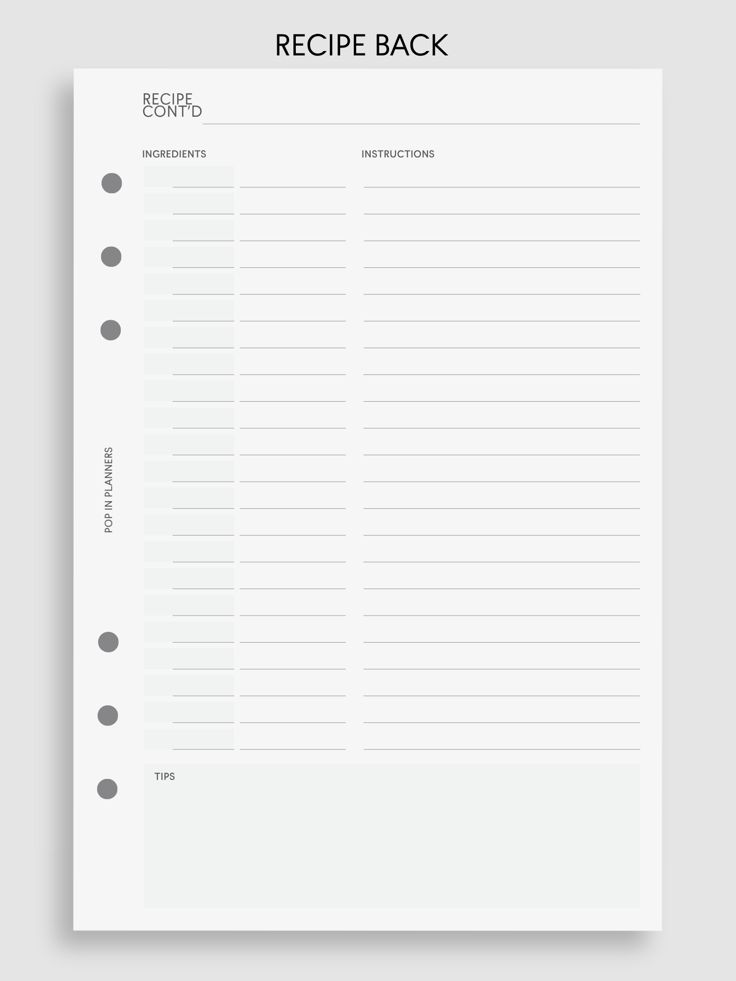 Recipe | Paper Refills